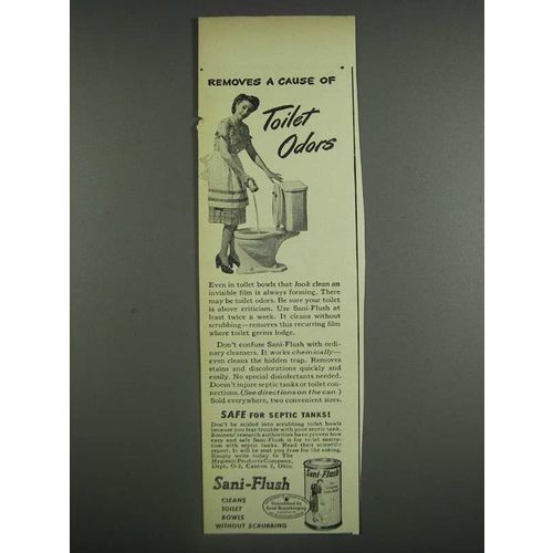 1943 Sani-Flush Toilet Cleaner Ad - Removes a Cause of Toilet Odors