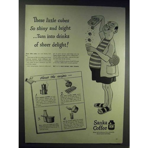 1943 Sanka Coffee Ad - Drinks of Sheer Delight