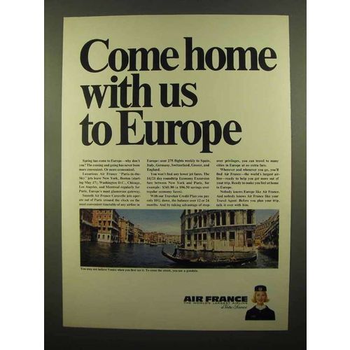 1965 Air France Ad - Come Home With Us to Europe