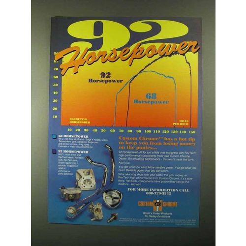 1992 Custom Chrome Motorcycle Parts Ad - 92 Horsepower