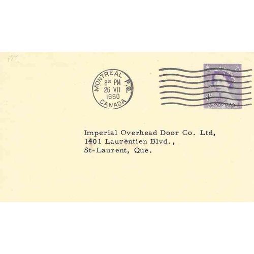 Canada #P85a Postal Card USED 1960 Karsh, Rouletted