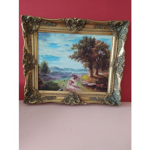Oil on Canvas oil painting Cows animals Grazing Framed Oil on Canvas 04