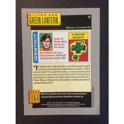 DC Cosmic Cards trading card #8-Silver Age Green Lantern, excellent condition!