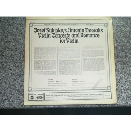 Josef Suk Plays Antonin Dvorak ‎– Violin Concerto And Romance For Violin