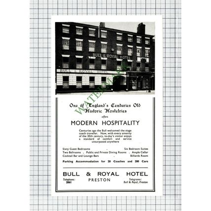 C7812) Bull & Royal Hotel Preston Advert - 1952 Cutting