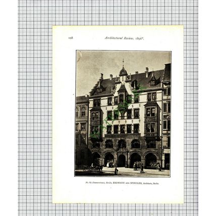 9354) Schloss Nussdorf bei Vaihingen / No 87 Zimmerstrasse Berlin - 1896 Print