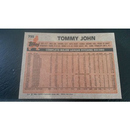 1983 Topps Card # 735 Tommy John Excellent (5) California Angels