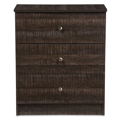 3-Drawer Storage Chest Dresser Modern Contemporary Espresso Brown Wood
