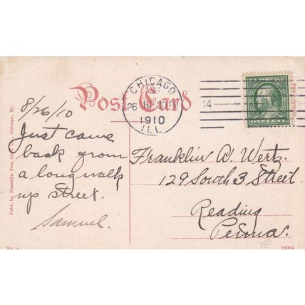 1910 - Chicago, IL - Postcard & Stamp - The Coliseum, Wabash Avenue - Antique