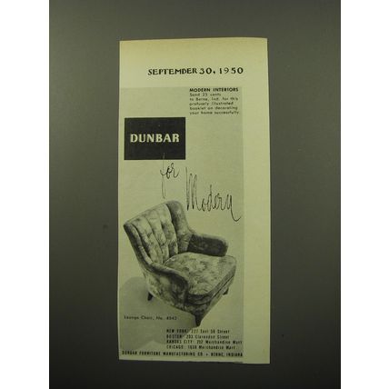 1950 Dunbar Advertiement - Lounge Chair, No. 4843