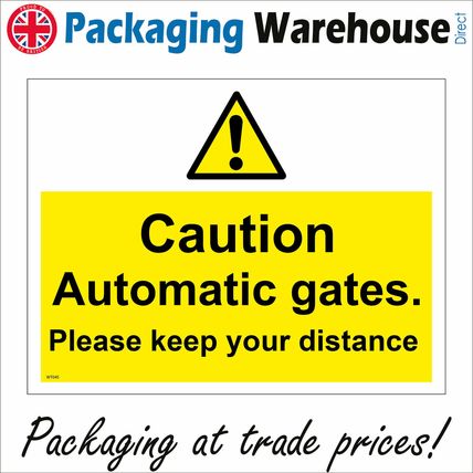 WT045 CAUTION AUTOMATIC GATES SIGN MILITARY POLICE HOTELS ELECTRIC CAR PARK