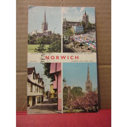 multiview, NORWICH, NORFOLK. used postcard by Jarrold 1976 pm /