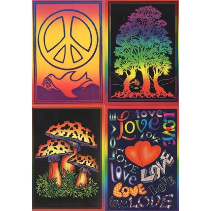 CND Peace Love Greenpeace Style 4x Hippy Postcard s