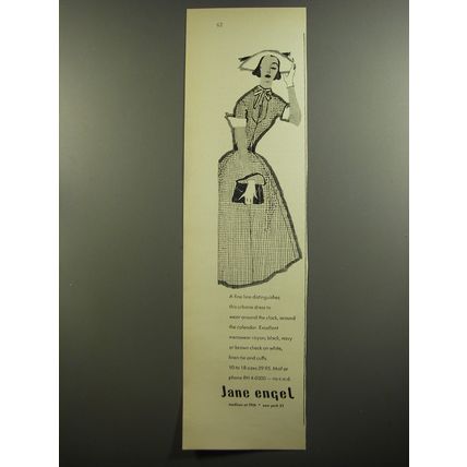 1952 Jane Engel Dress Ad - A fine line distinguishes this urbane dress to wear