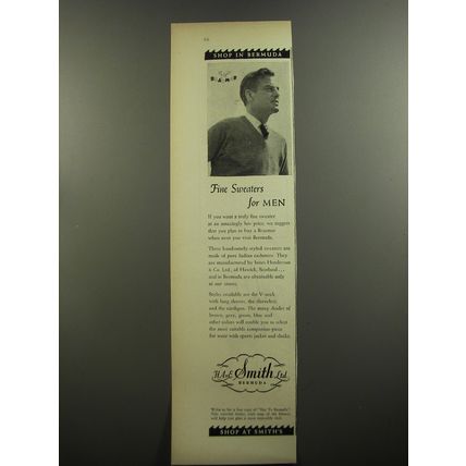 1952 H.A.E. Smith Braemar Sweaters Ad - Fine Sweaters for Men