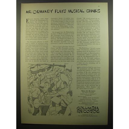 1952 Columbia Records Ad - Mr. Ormandy plays musical chairs