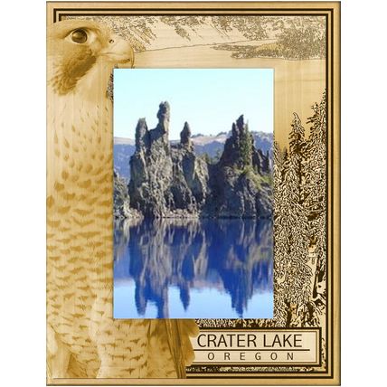 Crater Lake Oregon Engraved Wood Picture Frame Portrait (8 x 10)