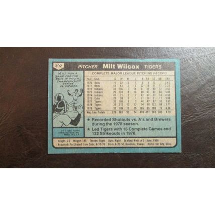 1980 Topps Milt Wilcox Detroit Tigers Card #392