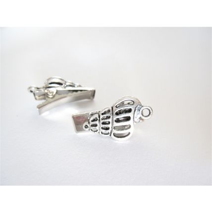 2 extra tiny small silver seashell metal alligator hair clip for fine thin hair