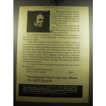 1975 Hoyt Axton Southbound Album Advertisement