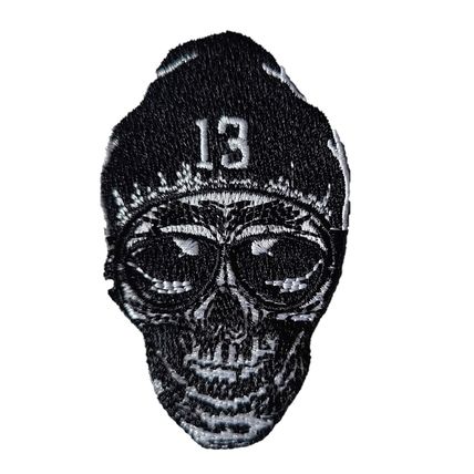 13 Skull Iron On Patch 7.5cm x 4.5cm Badge Sew Embroidered Rock Punk Goth P603