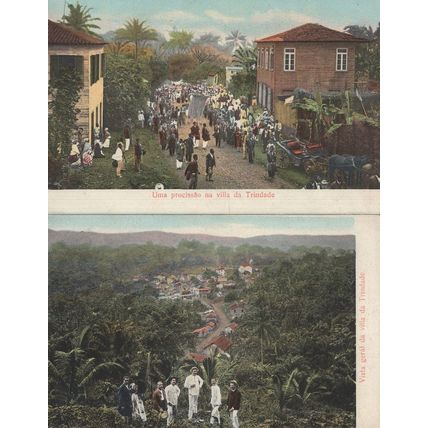 Sao Thome Tome Trindade 2x African Guided Tour Procissao Postcard s
