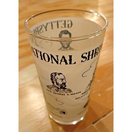 Vintage GETTYSBURG NATIONAL SHRINE PA Frosted Drinking Glass 5 " Tall Souvenir