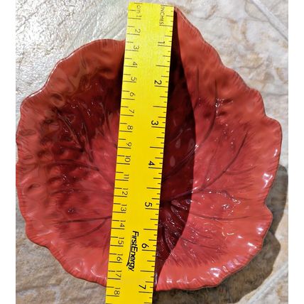 Fresh Decor Ceramic Leaf Serving Bowl Rust Orange 7"Hx6.5"Wx2"D Thanksgiving