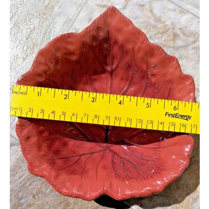 Fresh Decor Ceramic Leaf Serving Bowl Rust Orange 7"Hx6.5"Wx2"D Thanksgiving