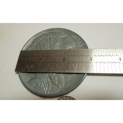 Vintage Large Buffalo Nickel Coin 3" Metal 1913