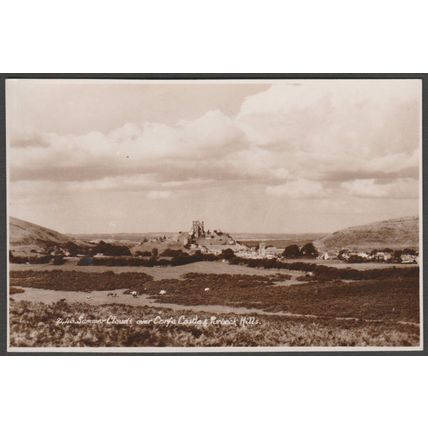 Summer Clouds over Corfe Castle & Purbeck Hills, Dorset, c.1930s - Sweetman RPPC