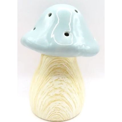 Grey Ceramic Mushroom Ornament LED 13.5 CM Light Home Decor Gift Decor Christmas