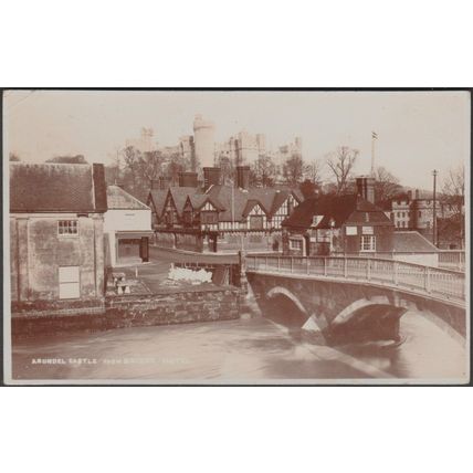 Arundel Castle from Bridge Hotel, Arundel, Sussex, 1909 - J White & Son RPPC