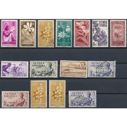12 Stamp Selection - Spanish Guinea - Used Hinged & Unused Hinged
