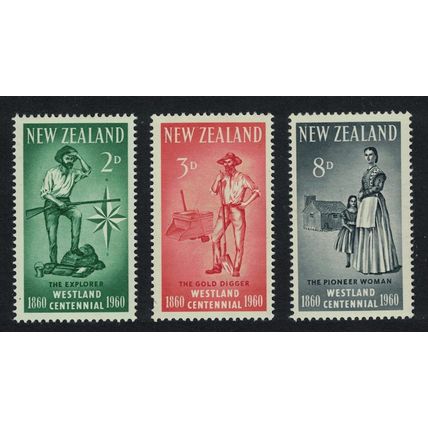 New Zealand Explorer Gold Digger Pioneer Woman 3v 1960 MNH SG#778-780