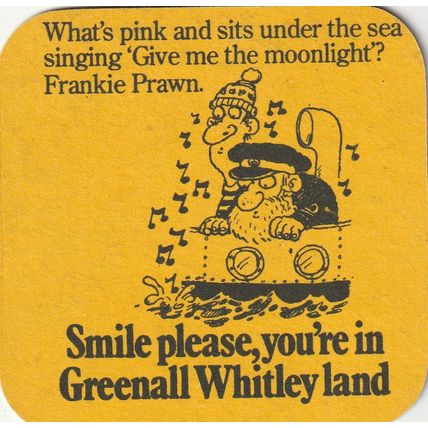 BEER MAT - GREENALL WHITLEY BREWERY - BEER BELONGS HERE - (Cat No 372) - (1976)