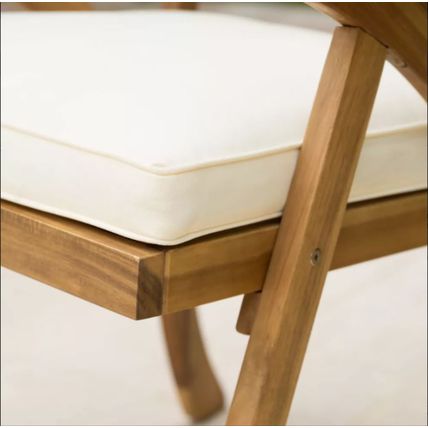 Hermosa Acacia Wood Arm Chairs (Set of 2) Water-Resistant Cushions, Outdoor Seat