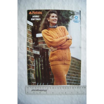 1988 Patons 3692 cardigan & skirt, DK, 30-40 inch, 76-102 cm