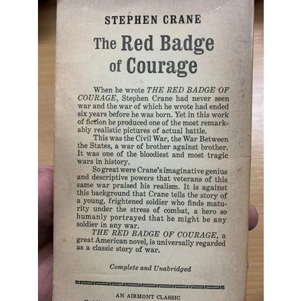 RARE* 1962 STEPHEN CRANE "THE RED BADGE OF COURAGE" CIVIL WAR FICTION BOOK (P2)