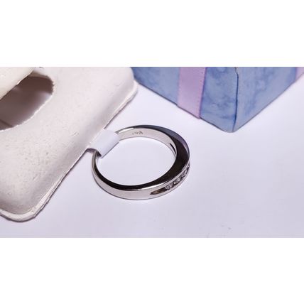Estate 1/3ctw Natural Rd Diamond channel 14Kt White Gold SI3 HI Band Ring #22345