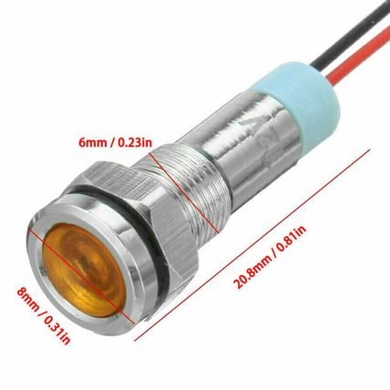 1 x 6mm LED Indicator Light S/STEEL 12V Car/Trucks Dashboard Panel UK stock