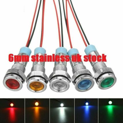 1 x 6mm LED Indicator Light S/STEEL 12V Car/Trucks Dashboard Panel UK stock