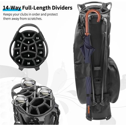 Golf Stand Bag 14 Way Full-Length Dividers with Stand, Lightweight Waterproof Go