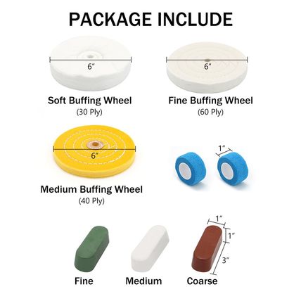 SCOTTCHEN 6Inch Buffing Polishing Wheels 1/2" Arbor Hole,Soft/Fine/Medium for Be