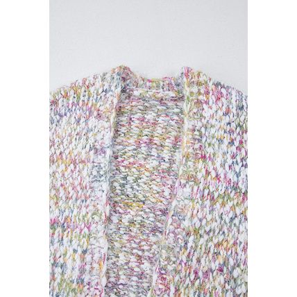 Yellow Multicolor Confetti Open Front Knit Cardigan
