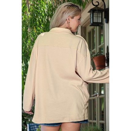 Jet Stream Plus Size Thermal Waffle Knit Henley Tunic Top