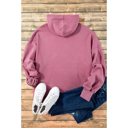 Valerian Fleece Lined Half Zipper Kangaroo Pockets Loose Hoodie