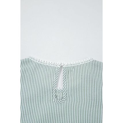 Green Stripe Lace Patchwork Crew Neck Tank Top