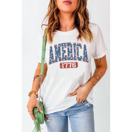 White Star AMERICA 1776 Print Independence Day Tee