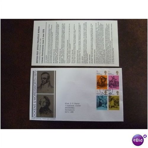 1970 GB Literary Anniversaries stmps PO FDC Rochester Dickens David Copperfield